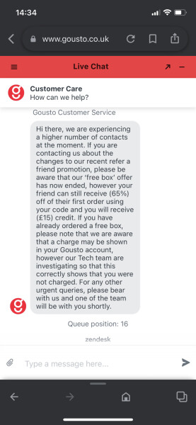 Being charged £20+ for 'free' Gousto