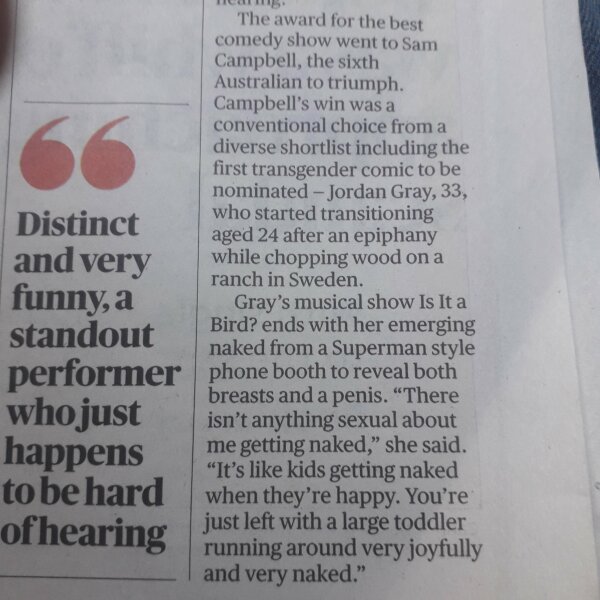 Edinburgh Fringe comic spat on and shunned by colleagues as a 'transphobe' for show about women