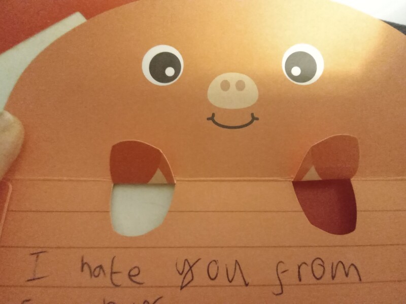 To feel disturbed that DD (4) received this through the door? 