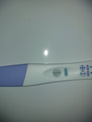 Faint positive(?) but week late
