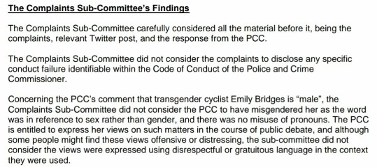 Complaint to OPCC about Lisa Townsend (not upheld)