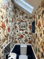 Busy wallpaper for downstairs WC - all walls or a feature wall?