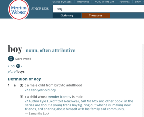 Merriam-Webster's dictionary: adult males can be girls, but boys are children. 