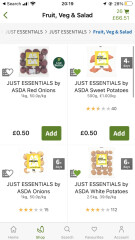 Asda Shopping cart, with basics.