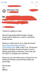 Criteria for MNHQ to delete a thread