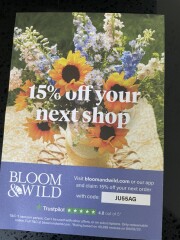 Bloom & Wild codes - 25% & 15% off