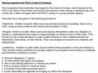 Complaint to OPCC about Lisa Townsend (not upheld)
