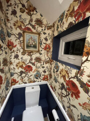 Busy wallpaper for downstairs WC - all walls or a feature wall?