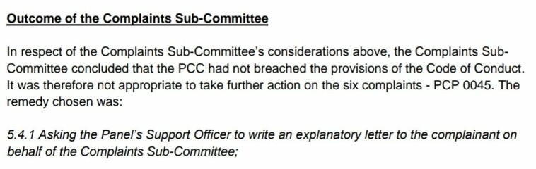 Complaint to OPCC about Lisa Townsend (not upheld)