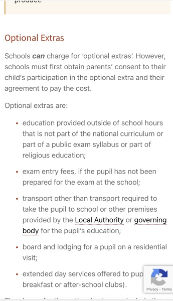 Paying for school trips