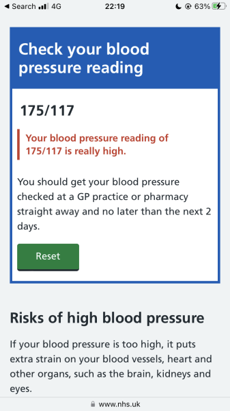 Should I bother 111 about this blood pressure reading?