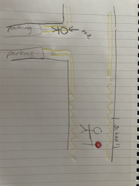 To stand on road to stop parents parking illegally