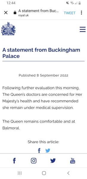 HOC Speaker announcing the Queen's health has deteriorated. 