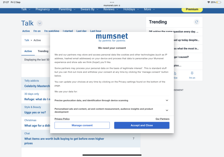 Cookie consent - an update