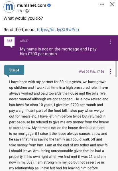 My name is not on the mortgage and I pay him £700 per month