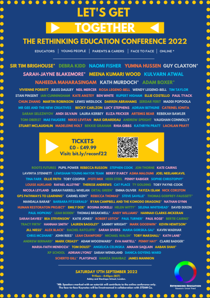 Rethinking Education conference this Sat 17th Sept (and online indefinitely)