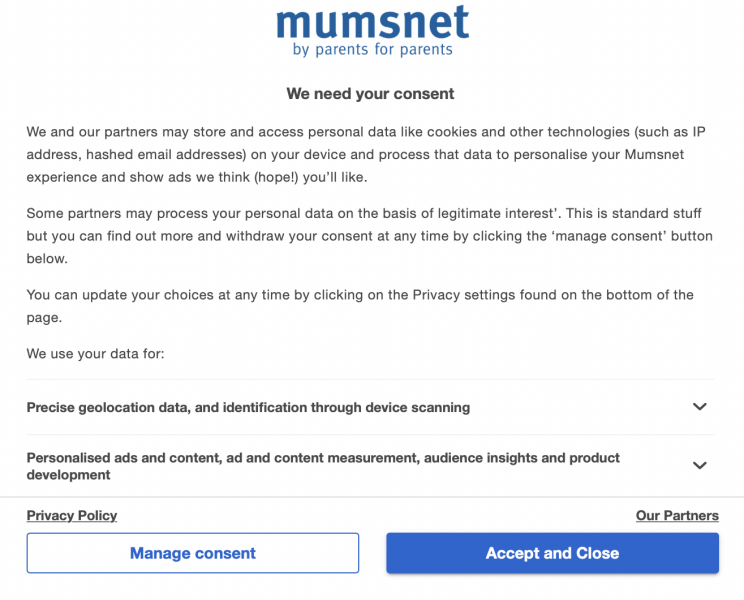 Constantly having to 'Accept and Close' on every page?!