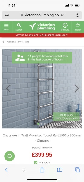 Connecting heated towel rail