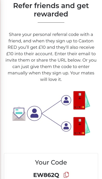 Caxton red unlimited £10 referrals