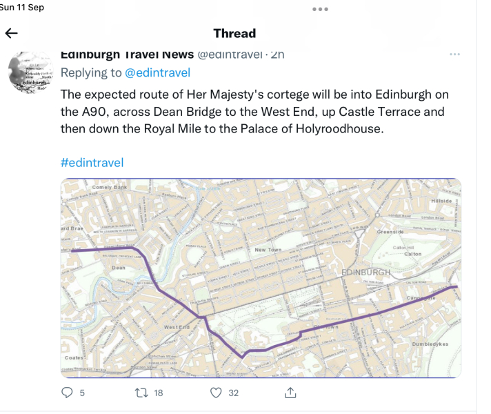 Queen’s route through Edinburgh