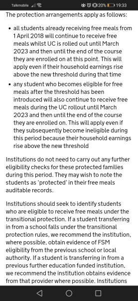 To not understand the threshold for free school meals?