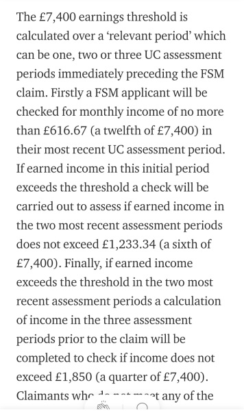 To not understand the threshold for free school meals?