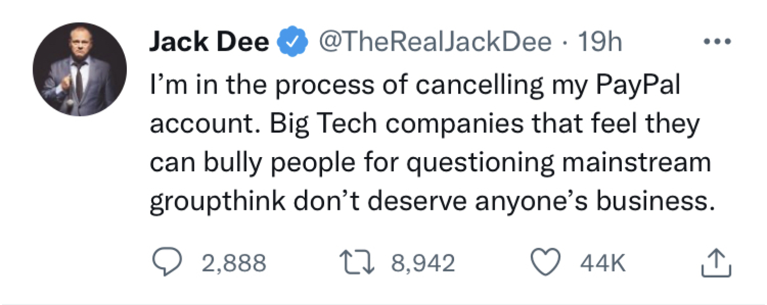 PayPal shuts Free Speech Union account