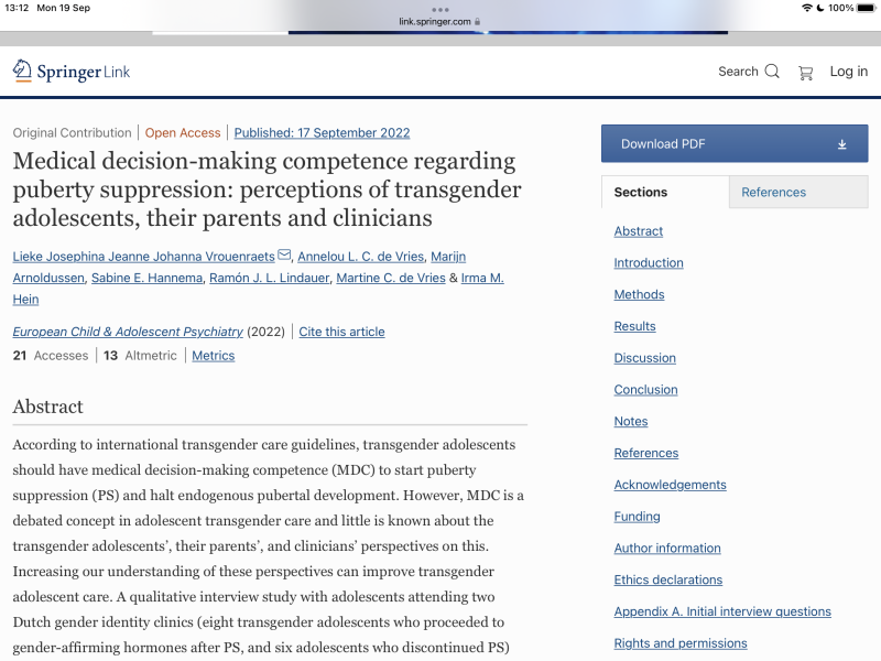 Medical decision-making competence regarding puberty suppression: perceptions of transgender adolescents, their parents and clinicians