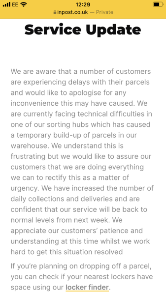 Inpost -stuck at sorting office
