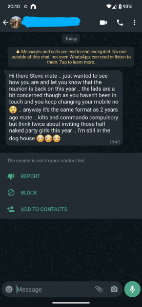 Weird WhatsApp message