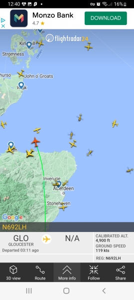 Flight radar 24, Princess Anne? Possibly? Maybe? I don't know