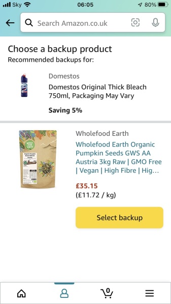 Ordered a pack of face coverings. Morrisons offered what as the best substitute?
