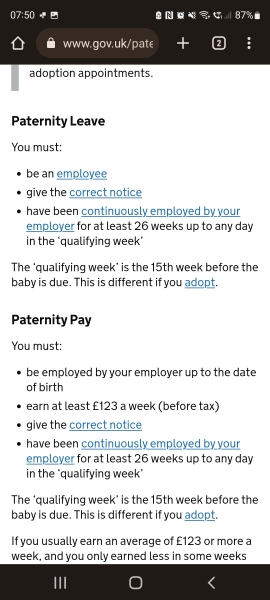 Shared parental leave - partner new job