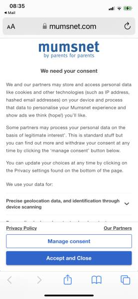 Constantly having to consent to cookies