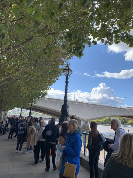 Nobody does a queue better than the British! Queue for coffin is five miles long