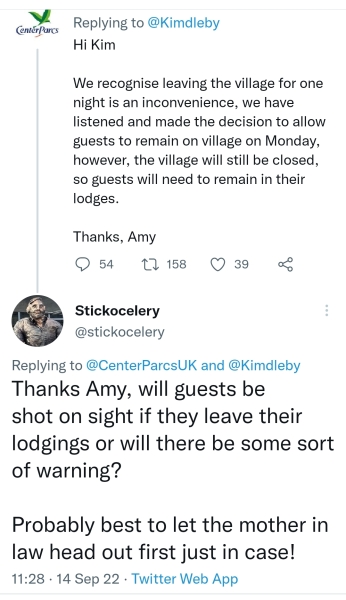 What could Center Parcs actually do if people refuse to leave?