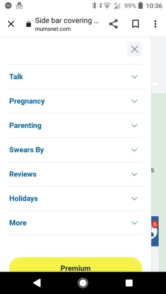 Side bar covering all of screen in safari 