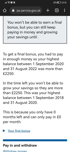 Anyone else having issues with Help to Save Account final bonus?