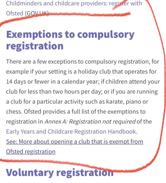 Universal Credit, after-school club isn’t registered