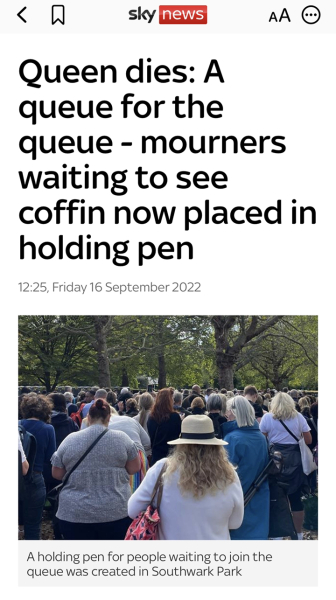 Nobody does a queue better than the British! Queue for coffin is five miles long
