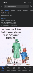 To find all the poems about the Queen, too much?