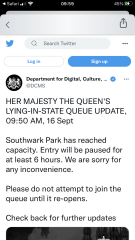 anyone queuing to see the coffin in London atm?