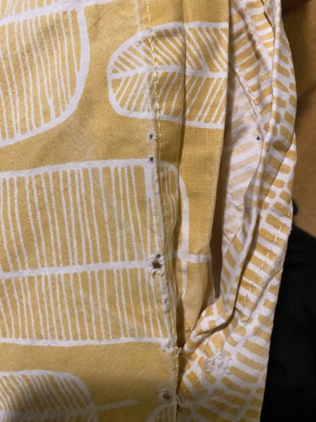 Holes in bed linen
