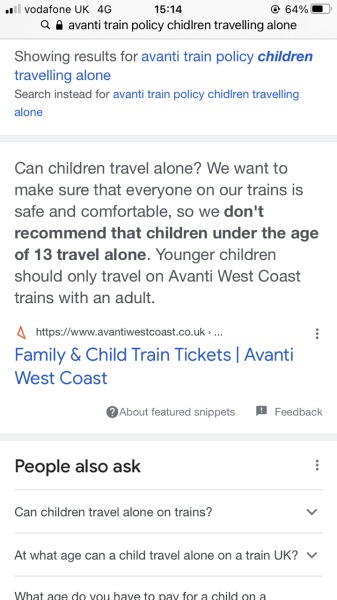 Thoughts on age of child traveling alone on train from London to Preston