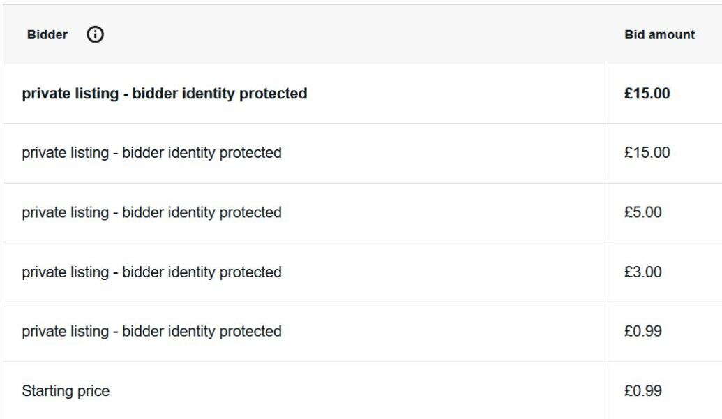 Ebay, what's the deal with 'private bidders'?