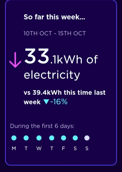 Our gas and electricity usage this week..