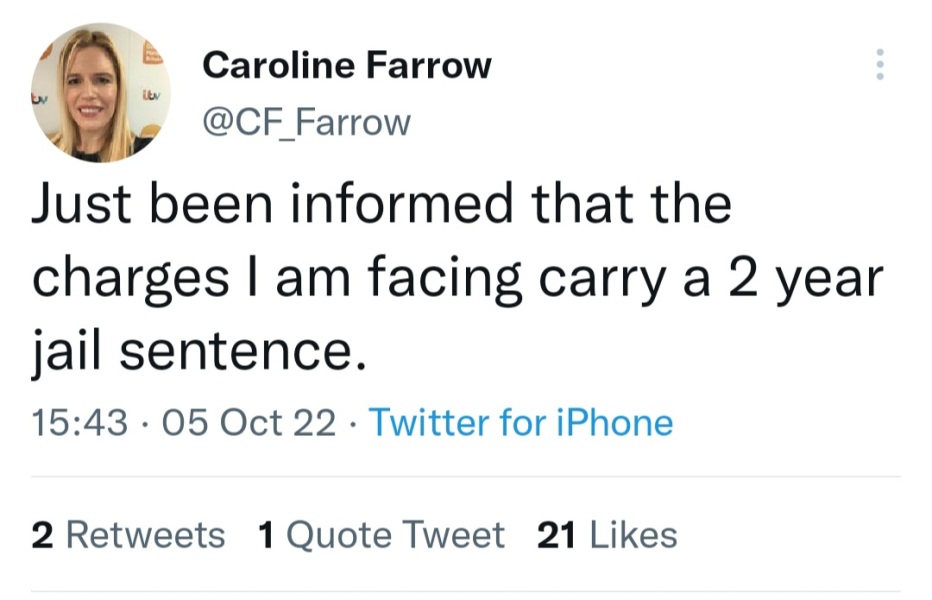Carolyn Farrow taken to police station