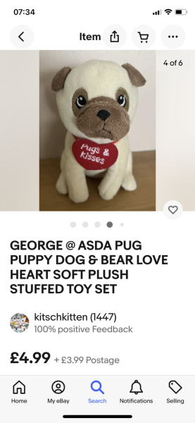 Lost toy - king cuddly pug