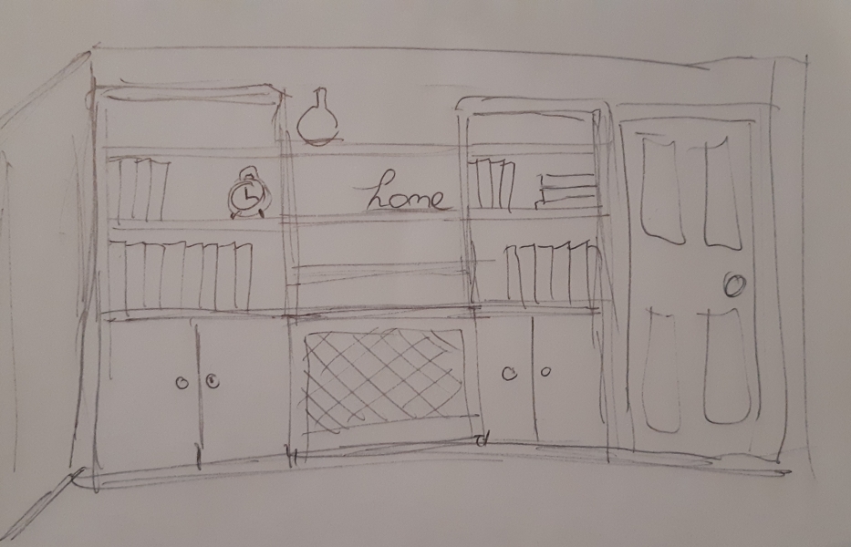 Living room bookshelves