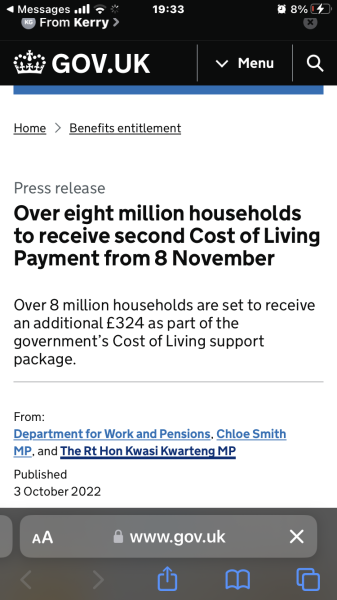 Cost of Living 2nd payment 